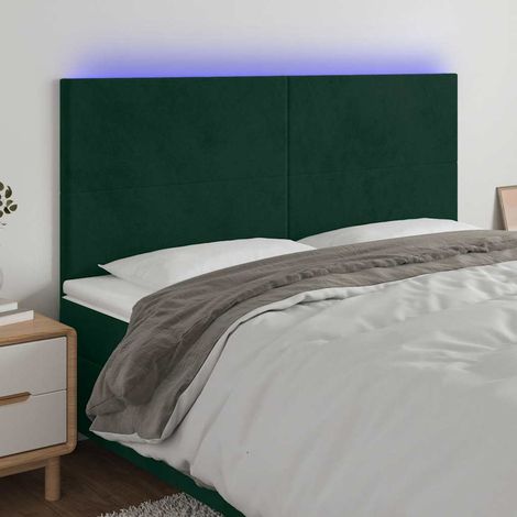 LED Kopfteil Dunkelgrün 160x5x118/128 cm Samt