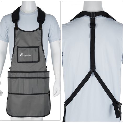 Tablier de jardinage imperméable PENGGONG en tissu Oxford 600D, tablier portable et de rangement, vêtement de réparation automobile, tenue de menuisier, bavette allongée, convient pour le jardinage, l (1/2)