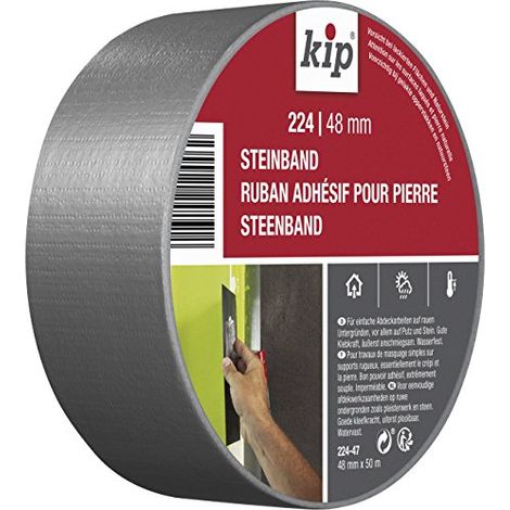 Kip - Ruban adhesif pour pierre 224-47 - Ruban de masquage en tissu mesh ideal sur supports rugueux - Dimensions : 48mm x 50m - Couleur argent (1/5)