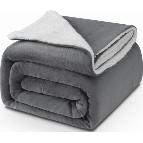 Couverture Epaisse 130cmX160cm, 480GSM Chaude et Confortable, Douce et Moelleuse, Sherpa Sheep, Lavable à la Machine Facile à Manipuler,Cadeau Pratique,gris foncé (1/5)
