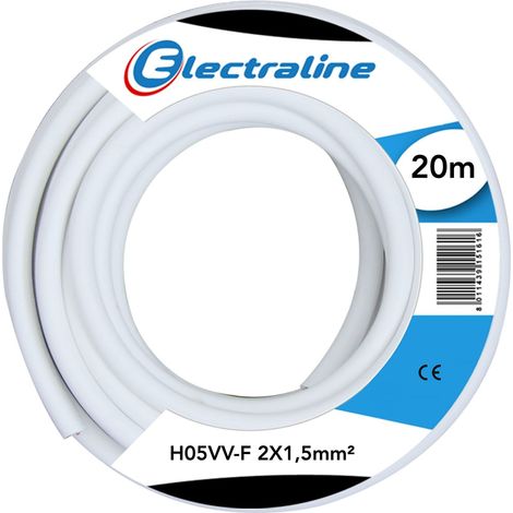 Electraline 11485 H05VV-F Cavo per Prolunghe, Sezione 2x1,5 mm, Lunghezza 20M