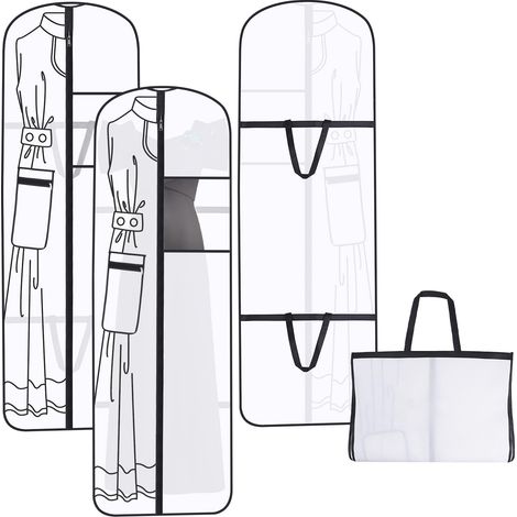 Housse Vetements à Suspendre, 180x60CM Pliable Housse Robe de Mariée, Anti Poussière Humidité Housse Vetements Longue, Housse Vetement Penderie pour Costumes Manteaux Robe de Soirée(2 pièces) (1/5)