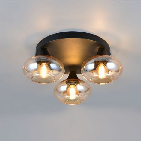 PLAFONIERA 3XE14 DIVINA D.40CM NERA/VETRI AMBRA (1/2)