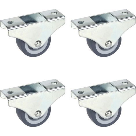 Lot de 4 Roulettes Fixes pour Meubles -25 mm x 13 mm - Capacité de Charge de 135 kg - Roues en TPE - Fixation Directionnelle - Roues Sans Traces sur les Sols Sensibles (1/2)