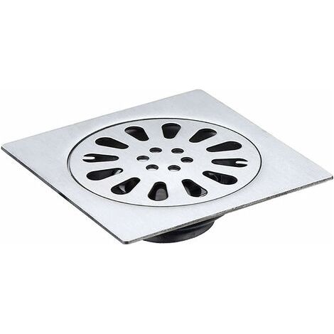 Scarico a pavimento quadrato in acciaio inox UNOIU per bagno, con sportello a sifone e scarico per doccia. (1/5)