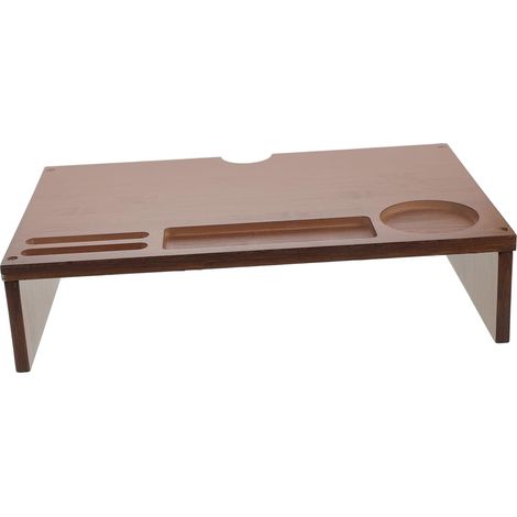 Support D'écran en Bois Couleur Café, Rehausseur Ergonomique pour Bureau, Améliore la Posture, Adapté à Divers Moniteurs, Usage Bureau (1/5)