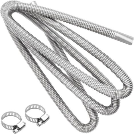 Flexible Pour Echappement 300 cm, Tuyau d'Échappement de Chauffage de Voiture, Tuyau d'Évent de Gaz Diesel Avec Deux Pinces En Acier Inoxydable (1/4)