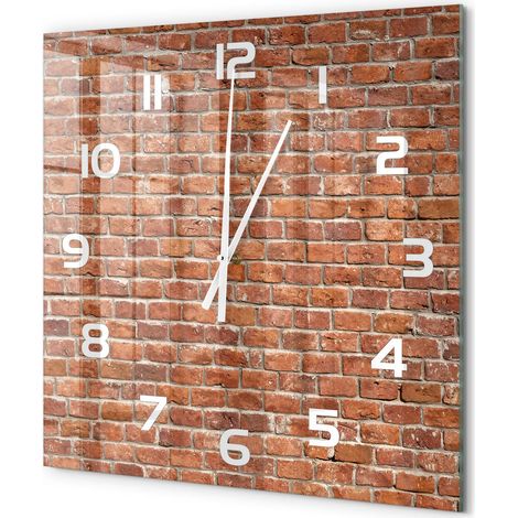 Grande Horloge Murale Carrée Silencieuse Verre Trempé Décoration Maison Moderne Mur de briques 60x60 cm (1/5)