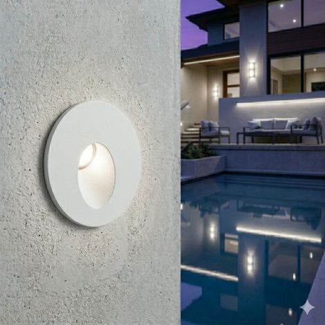 Faretto segnapasso LED rotondo da incasso per parete mura esterne IP54 moderno a luce bianca naturale 4000K