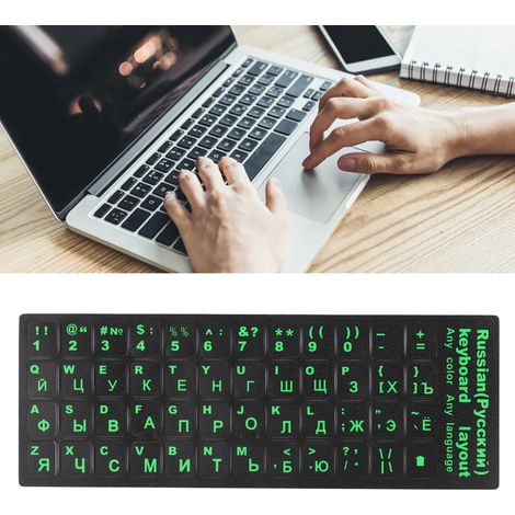 Étiquette de clavier russe imperméable et anti-poussière, autocollant de remplacement vert pour PC de bureau et ordinateur portable, dimensions 1.3x1.1cm