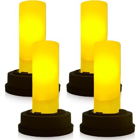Lot De 4 Lampes Solaires De Rechange Avec Effet Flamme LED Étanches, Pièces De Rechange Pour Lampes Extérieures, 8,5 Cm [Classe énergétique F] (1/5)