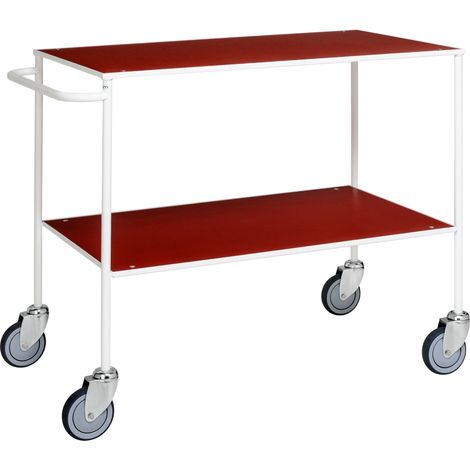 Kongamek Tischwagen voll verschweisst mit pulverbeschichtetem Rahmen 1000x580x850mm in rot mit Bremse (1/2)