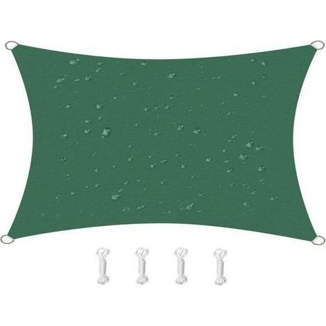 Sonnensegel mit 95 % UV-Effizienz, Oxford-Gewebe, für Terrasse, Balkon, Rasen, Party, Outdoor-Aktivitäten (2 x 3 m, Dunkelgrün) (1/4)