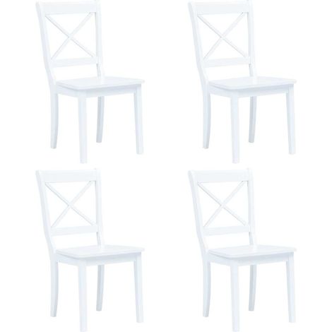 vidaXL Sillas de comedor 4 unidades madera maciza de caucho blanco (1/5)