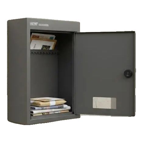 Buzón de correo, acero resistente, diseño para instalación a través de la pared, gris oscuro. (1/2)