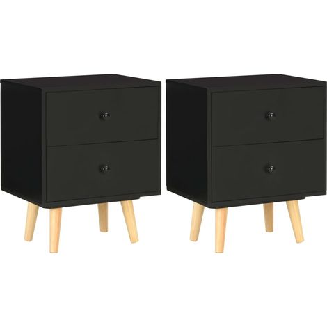 Bedside Cabinets 2 pcs Black 40x30x50 cm Solid Pinewood vidaXL