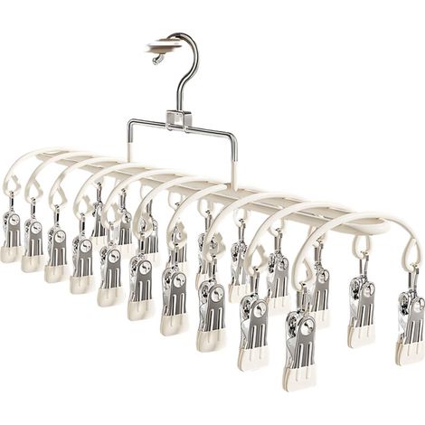 Tendedero de ropa de acero inoxidable, 20 pinzas, para - Blanco (1/2)