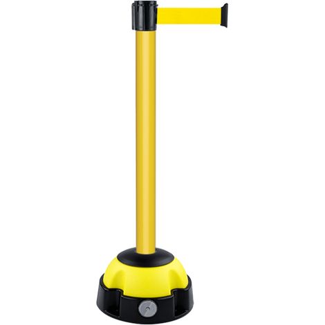 Poteau Alu Jaune laqué à sangle jaune 5m x 50mm sur socle Balise - 2052184 (1/2)