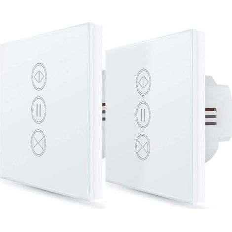 Lot de 2 interrupteurs volet roulant connectés WiFi, stores et rideaux, compatible Alexa et Google Home, commande vocale, minuterie intelligente (1/4)