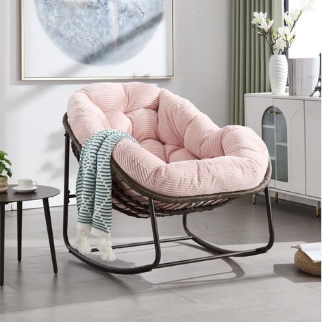 Sillón mecedora jardín ratán sintético 78x106x90 cm OKMYHOME (1/5)
