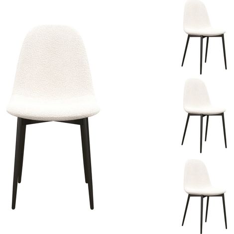 SALLY-Chaise en tissu bouclette Ecru et métal noir (x4) (1/5)