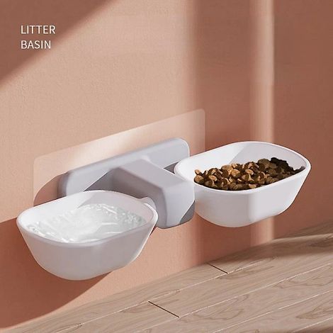 Filiyano-Gamelle double autocollante pour animaux, fixation murale, sans joint, mangeoire, abreuvoir, gamelle pour chat, gamelle pour chien, gamelle