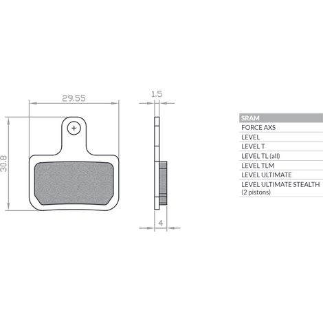 Pastillas de freno semimetálicas orgánicas BRENTA BIKE para MTB/carretera, compatibles con SRAM LEVEL T, LEVEL TL, TLM ULTIMATE (2019-) y FORCE AXS BR130. (1/2)