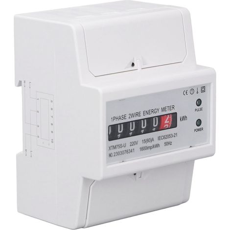 Compteur d'énergie monophasé 220 V CC à affichage numérique, montage sur rail 35 mm, 4 pôles