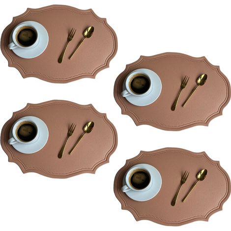 Set De Table En Similicuir - Rond - Lavable Et Antidérapant - Pour Table À Manger Intérieur Extérieur - Lot De 4 (1/5)