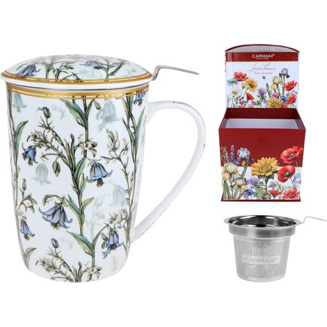 Carmani, Tasse mit Siebeinsatz und Deckel 600 ml - Laura Lozano/Bellflowers (1/5)