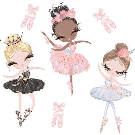 Sticker Mural - Ballet Rosa Dibujos Animados - Autoadhesivo Reutilizable - Para Habitación Niña Guardería Sala Danza - Unidad (1/5)