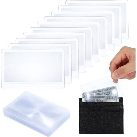 BRENZOOS - Lupa de aumento 3x - 20 unidades - PVC - Tamaño cartera - Transparente - Ideal para lectura y pasatiempos - Lupa (1/5)