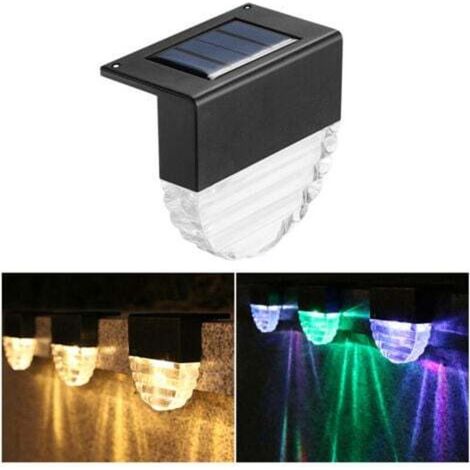 Solar-Stufenleuchte, 4er-Set IP65 wasserdichte Solar-Terrassenleuchten mit automatischer Ein-/Ausschaltfunktion, warmweißes und farbiges Licht für Treppen, Zäune und Gartendekoration