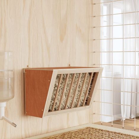 Râtelier à foin pour lapins 37 x 18,5 x 23 cm en bois de sapin massif (1/5)