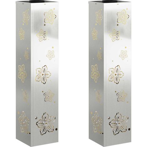 Faro LED solare per sentieri 2 pcs Argento Acciaio zincato vidaXL