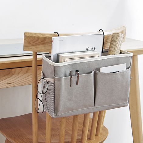 Nachttisch-Organizer-Tasche - Multifunktionaler Aufbewahrungskorb aus Baumwoll-Leinen-Mischgewebe für Studentenwohnheime (1/5)