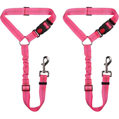 Appui-tête de voiture Laisse de sécurité pour animal domestique Laisse de voiture réglable pour chien - rose rouge - 2 pièces (1/5)