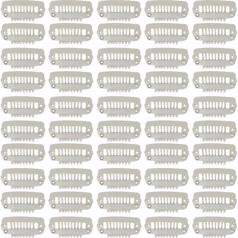 Lot de 50 pinces à mèches en acier inoxydable, DIY 8 dents, peigne clips pour perruques, accessoires, 2,8 cm, beige (1/5)