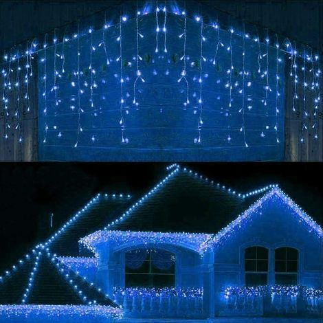 Tenda luminosa Luce Natale da esterno 380 led Blu e Bianco 10 MT Prolungabili (1/5)