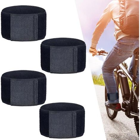 Clip para pantalón, clips para pantalones para ciclistas, 2 pares, clips para pantalones de bicicleta, clip para pantalón, abrazadera para pantalón, negro (1/5)