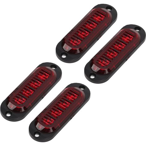4 Feux latéraux camion 3000K haute luminosité IP65 étanches LED 12-24V rouge, clignotants urgence, installation facile, kit de 4 lampes véhicule utilitaire. (1/5)