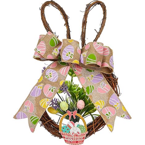 Guirlande Lapin De Pâques - Guirlande Printanière Tissée À La Main - Décoration De Porte D'Entrée Intérieure Ou Extérieure - 1 Pièce (1/5)