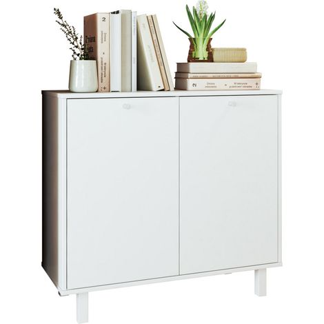 Buffet Armoire 2 Portes 4 Niches Blanc L 90 H 82.5 P 35.5 cm (1/5)