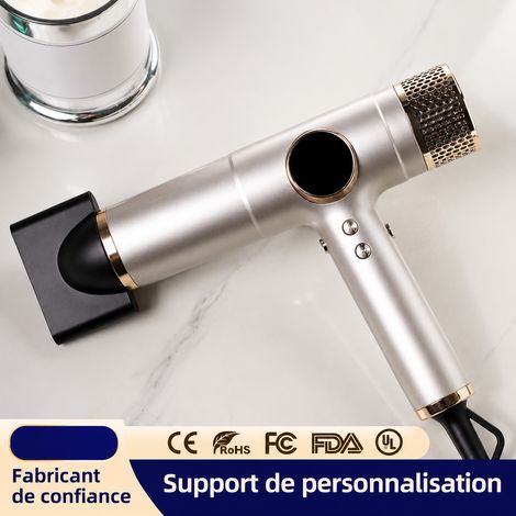 Sèche-cheveux haute vitesse moteur sans balais 2000W ionique avec écran LCD et buses, gris, prise européenne – Livraison gratuite (1/5)
