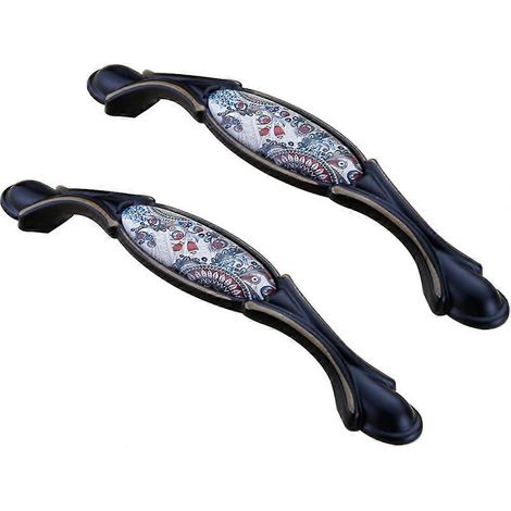 Poignées et boutons de tiroir de commode/cuisine au design romantique rétro avec motif de roses et base en métal plaqué (lot de 2, 128 mm). (1/4)
