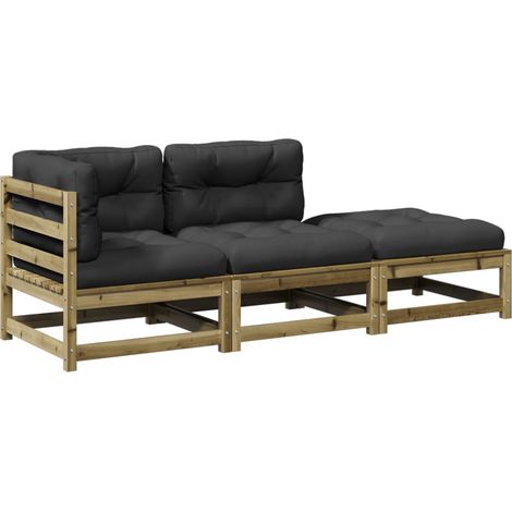 Maison Exclusive - 3-tlg. Garten-Sofagarnitur mit Kissen Kiefernh