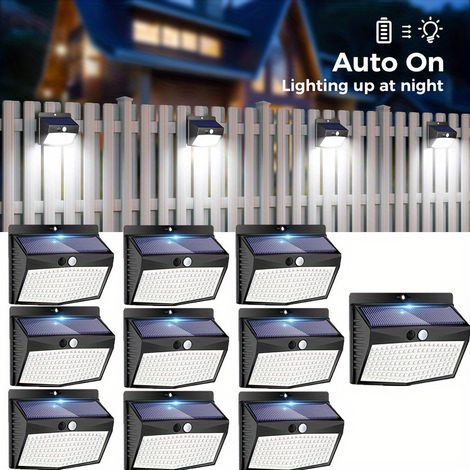 10 Packs Lampe Solaire Extérieur,Lampe Solaire avec Détecteur de Mouvement, 138 LED Lumière Solaire Extérieur étanche Sans Fil Eclairage Sxtérieur Solaire pour Jardin Patio Garage (1/5)