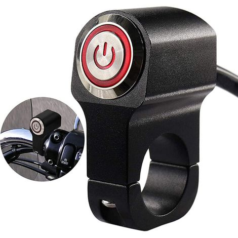 AMXCNOY 1 Stück 12V Motorrad ATV 22mm (7/8") Lenkerknopfschalter Warnblinker Bremslicht Nebelscheinwerfer Ein/Aus-Schalter (Rot) (1/4)