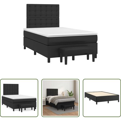 Matelas à ressorts ensachés - Sommier à lattes de lit avec matelas noir 120x190 cm similicuir (1/5)