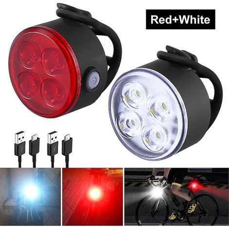 Ensemble d'éclairage de vélo à LED, 4 LED, couleur rouge, chargement USB, pour l'éclairage avant et arrière d'une utilisation quotidienne.-AquaForge (1/5)